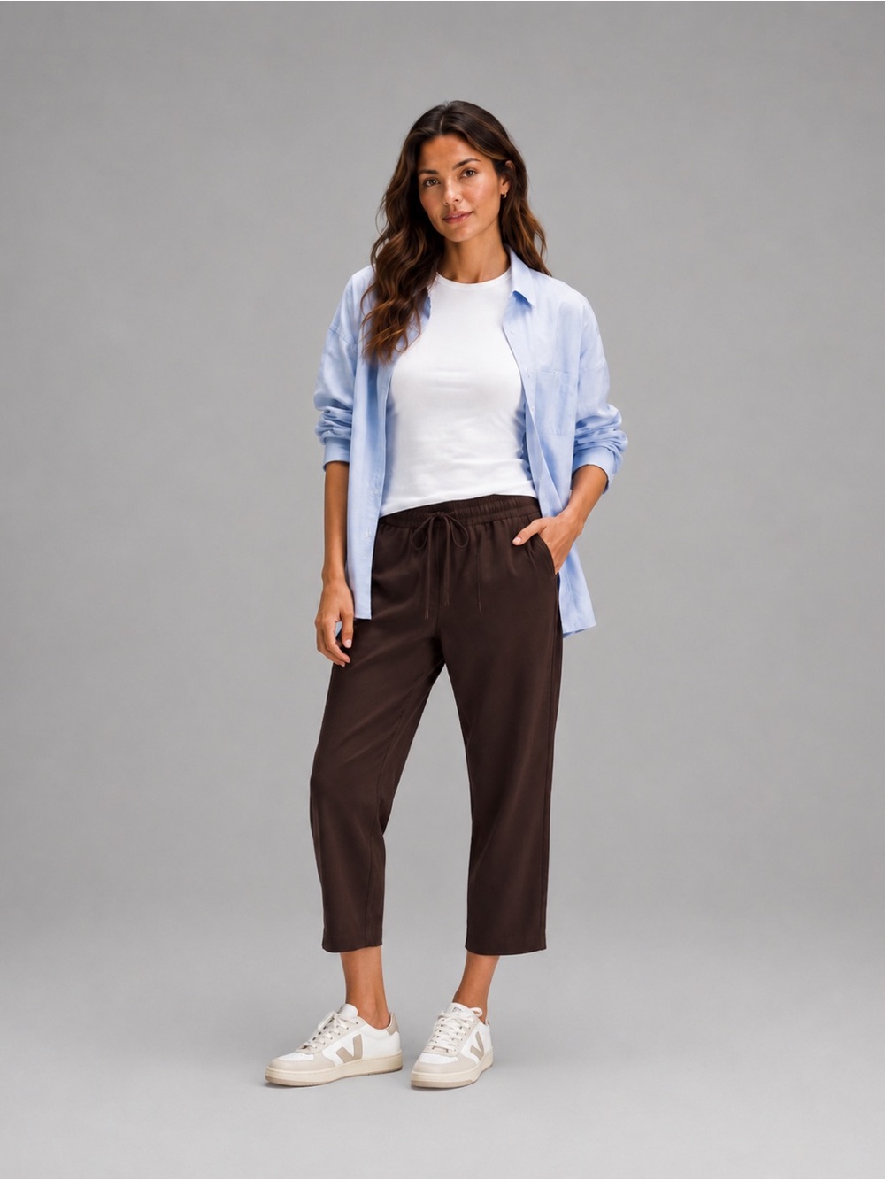 Lululemon Tapered-Leg Mid-Rise Crop Luxtreme Espresso Size Small